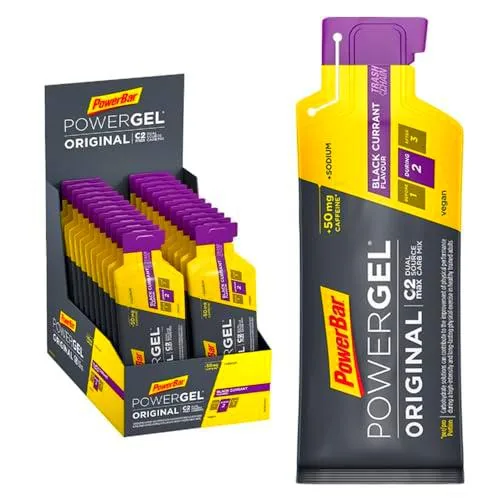 Powerbar PowerGel Original Black Currant 24x41g - High Carb Energy Gel + Magnesio e Sodio + 50mg Cafeína