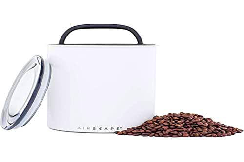 Airscape Bote de almacenamiento de café en grano y comida | Acero inoxidable | Con tapa hermética patentada que conserva la frescura de los alimentos | Capacidad: 1 Kg | COLOR: BLANCO MATE