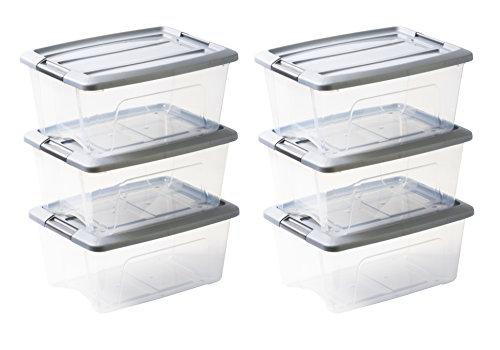 Amazon Basics, Juego de 6 cajas de almacenamiento, 15 L