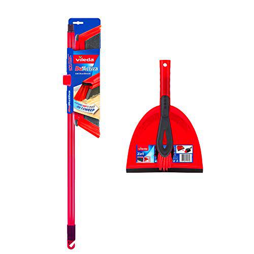 Vileda DuActiva-Escoba Antipolvo 2 en 1, Rojo/Negro