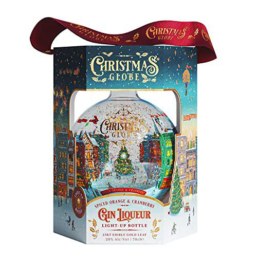 Christmas Globe Spiced Orange &amp; Cranberry Gin Liqueur Light-Up 20% Vol