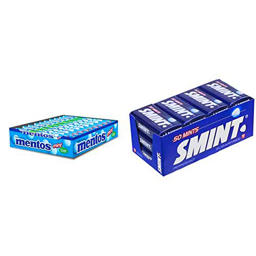 Mentos Menta, Caramelo Masticable - 20 unidades de 38 gr (Total 760 gr) &amp; Smint Tin Menta