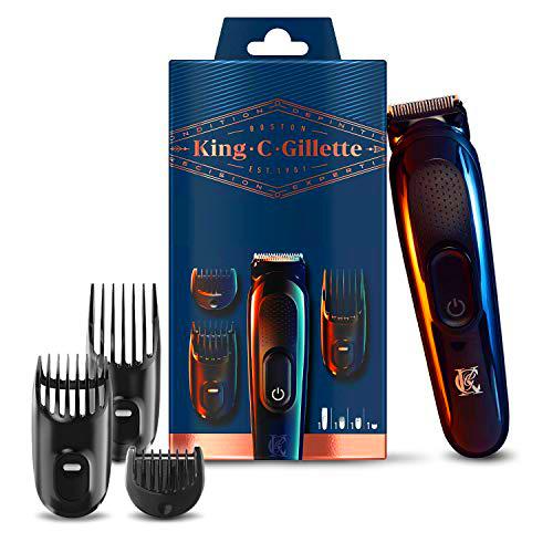 King C. Gillette Kit De Recortadora De Barba Inalámbrica Para Hombre Con Hojas Siempre Afiladas Y 3 Peines Intercambiables