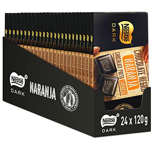 Nestle Dark Tableta de Chocolate Negra con Naranja, 24 x 120 g