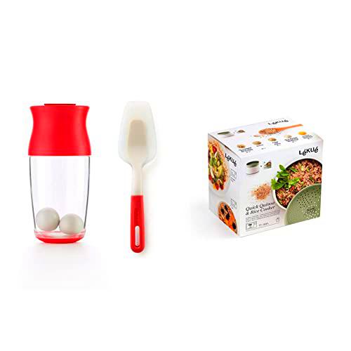 Lékué Kit para Crepes y Pancakes, 700 ml, color rojo &amp; Recipiente para cocinar Quinoa