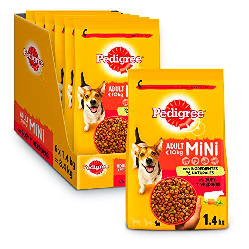 Pedigree Pienso para Perros Adultos Mini Sabor Buey y Verduras (Pack de 6 x 1,4kg)
