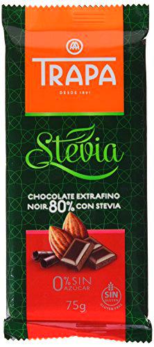 TRAPA - STEVIA. Chocolate Negro 80% Extrafino . Con Stevia