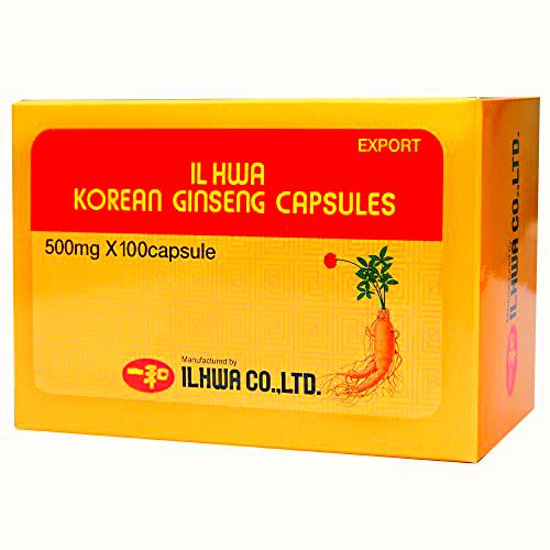 Ginseng Coreano Puro, Calidad Ilhwa, 500 mg, 100 cápsulas en Blíster | Panax Ginseng 100% Sin aditivos | Energía Física y Mental | Raíces Maduras de Cultivo Propio y Extracción Exclusiva | TONGIL
