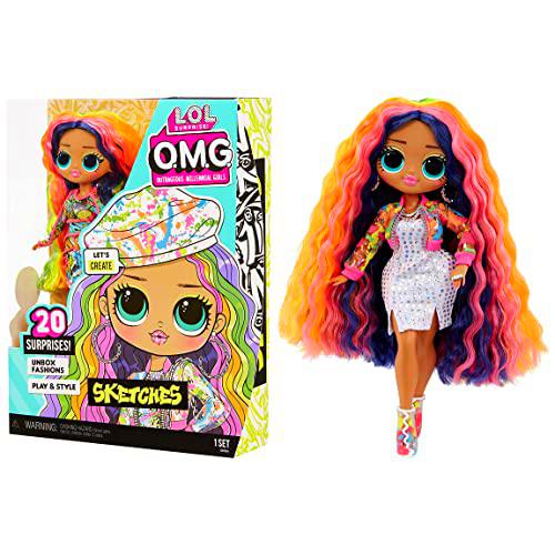 L.O.L. Surprise!- OMG Sketches con 20 sorpresas-La Caja Incluye muñeca de Moda