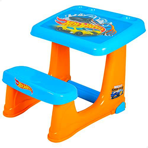 COLORBABY 77431 - Hot Wheels pupitre infantil, Mesa y silla de estudio y aprendizaje para niños