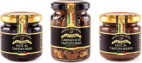 La Rustichella - Set Pate Trufa Negra 90g , Pate Trufa Blanca 90g &amp; Carpacho Trufa Negra 90g Vegano 