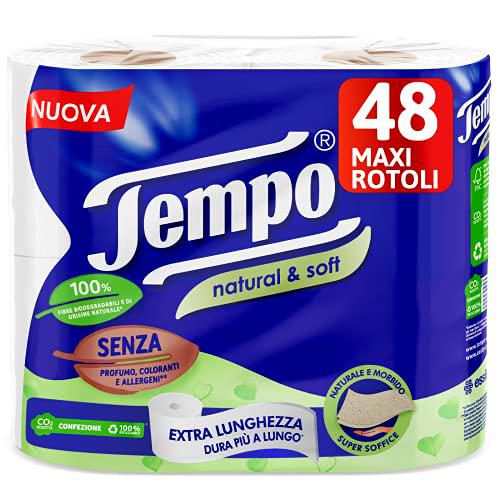 Tempo, Papel higiénico natural y suave, suave y duradero