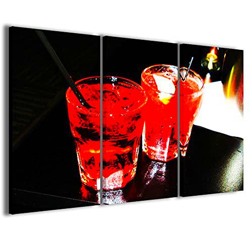 Stampe su Tela Cuadro Red Alcool Drink Bebida alcohólica Roja Lienzo Moderna en 3 paneles ya enmarcados