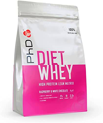 PhD Nutrition Diet Whey proteína en polvo, Proteína de suero de leche sabor fresas y chocolate blanco