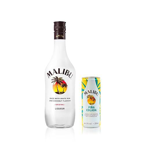 Malibú Licor de Ron Blanco y Coco, 700 ml + Malibú Piña Colada REDI Cóctel 12 unidades