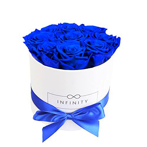 Infinity Flowerbox Grande: 18 Rosas auténticas Color Azul