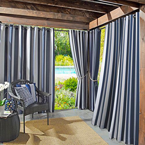Sun Zero Valencia Cabana Stripe - Juego de 2 Paneles de Cortinas con Ojales para Interiores y Exteriores