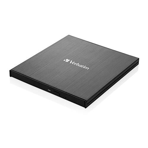 VERBATIM Slimline grabador de Blu-ray externa compacta I USB 3.2 Gen 1 con conexión USB-C IGrabadora y Reproductor de Blu-ray externo I Ultra HD 4K I I Unidad de Blu-ray externa I negro