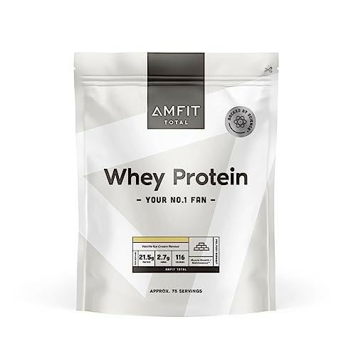 Marca Amazon - Amfit Nutrition Proteína de suero en polvo con sabor a helado de vainilla