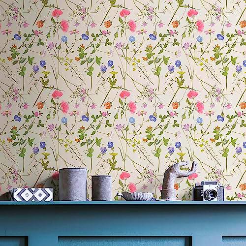 Livingwalls Papel pintado - Papel pintado floral en beige
