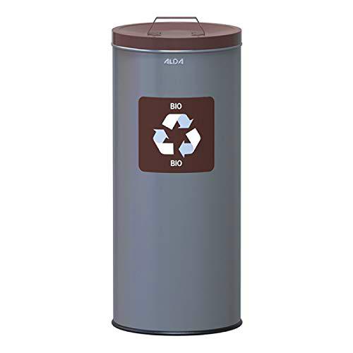 Alda 651H Cubo de Basura ecológico de 45 litros, Gris y Tapa de Color marrón