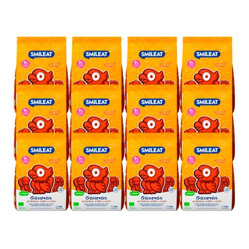Smileat | Galletas Ecológicas de Cacao, Avena y Espelta | Para Bebés desde 10 Meses | Horneadas con Ingredientes Naturales | Snack o Merienda Sana | Sin Aceite de Palma | Pack 12x220g