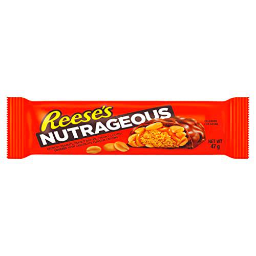Reese's Peanut Butter Nutrageous - Barritas de chocolate con mantequilla de cacahuete: confección de 18 unidades (18 x 47 g)