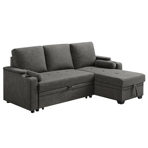 VASAGLE Sofá Cama sofá Cama sofá Cama con Espacio de Almacenamiento Muebles tapizados Gris LCS801G01