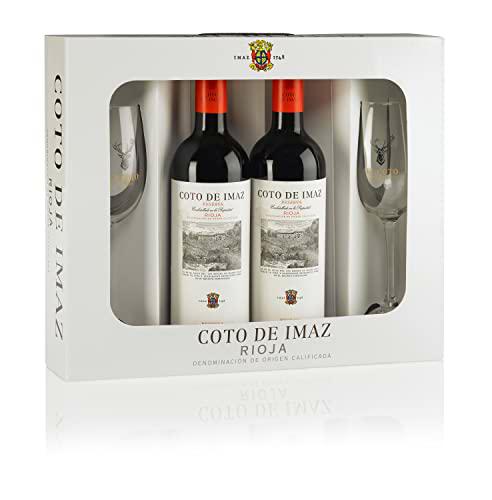 Estuche regalo Coto de Imaz Reserva | Vino Tinto DOC Rioja | Variedad Tempranillo | Potente y Equilibrado | 3 estuches | 6 botellas y 6 copas.