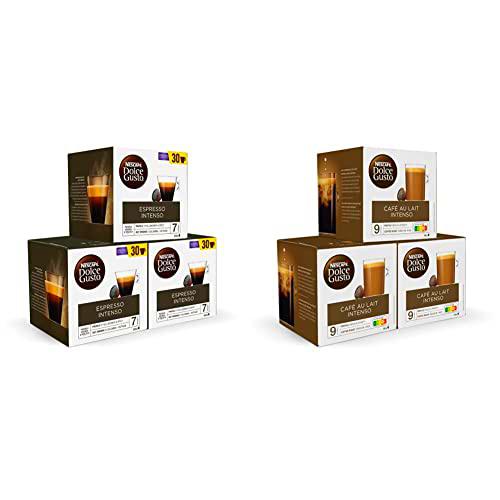 Nescafé DOLCE GUSTO Magnum Café Espresso Intenso - Cápsulas de Café 3 x 30-90 Cápsulas &amp; Nescafé CAFÉ CON LECHE INTENSO