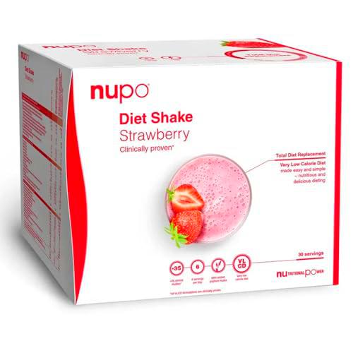 NUPO Diet Shake Fresa - Batidos dietéticos de primera calidad para el control de peso I Batido sustitutivo de comidas probado clínicamente para el control de peso I 30 Raciones I Sin OMG