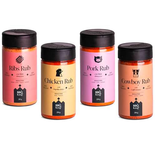 BBQ KING - Multi Pack Pitmaster Rub para Barbacoa, 4 Paquetes de 215/250 Gr Dry Rub Bbq