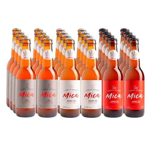 Mica - Pack Degustación 24 Cervezas Artesanales - 8 uds Mica Amber Ale