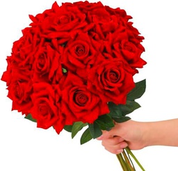 Ramo de Rosas Rojas DECOALIVE Bouquet de 25 Flores Rojas Frescas y Naturales