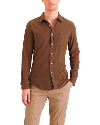 Dockers Original Shirt Slim Camisas, Thermax Caramel Café, L Hombres