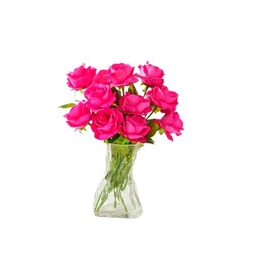 Bouquet de Rosas Color Rosa Oscuro Flores Frescas con 25 Flores para Regalar en Cualquier Ocasión Rosas Rosa Oscuro Naturales