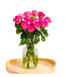 DECOALIVE | Ramo de Rosas Rosa Oscuro Frescas l | Bouquet 25 Flores | Rosas Color Rosa Oscuro Naturales y Frescas