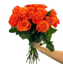 DECOALIVE | Ramo de Rosas Naranja Frescas l | Bouquet 25 Flores | Rosas Color Naranja Naturales y Frescas
