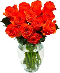 Bouquet de Rosas Color Naranja Naturales con 25 Flores en Diseño Romántico Rosas Frescas Naranja