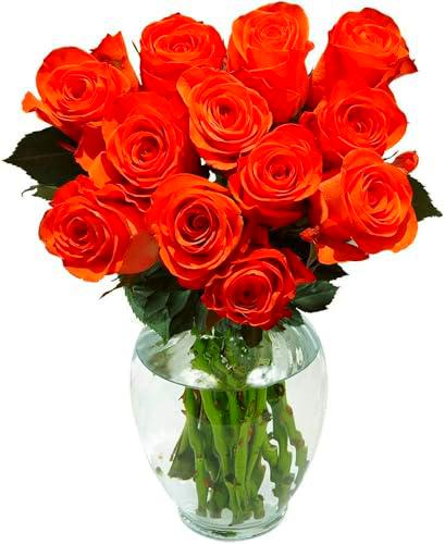 Bouquet de Rosas Color Naranja Naturales con 25 Flores en Diseño Romántico Rosas Frescas Naranja