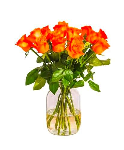 Bouquet de Rosas | DECOALIVE | Ramo de 25 Rosas Naranja| Flores Frescas Naturales