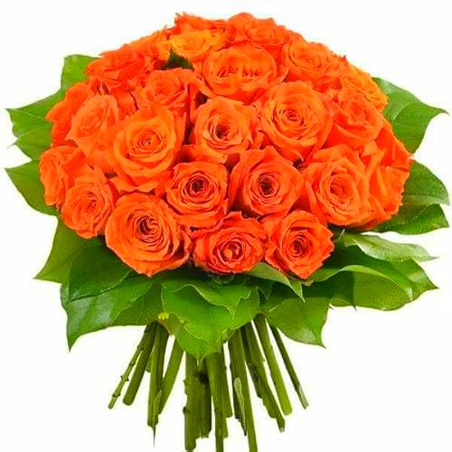 Ramo de Rosas Naranja DECOALIVE Bouquet de 25 Flores Naranja Frescas y Naturales