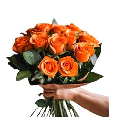 Ramo de Rosas Naranja Frescas con 25 Flores para Decoración y Regalos Especiales