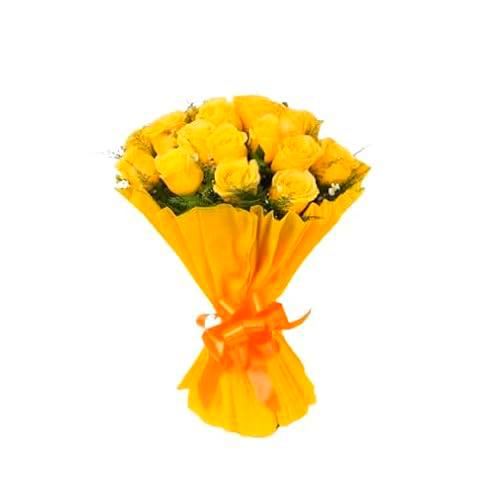 Bouquet de Rosas Color Amarillo Flores Frescas con 25 Flores para Regalar en Cualquier Ocasión Rosas Amarillas Naturales