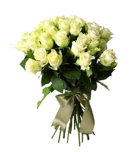 Ramo de Rosas Blancas Frescas con 25 Flores para Decoración y Regalos Especiales