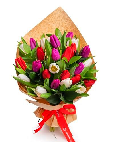 Ramo de Tulipanes Flores Frescas con 50 Flores en Diseño Moderno y Elegante Ramo Rosas Premium Color Azul