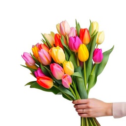 DECOALIVE - Ramo de Tulipanes - Set 50 Flores Mix Color