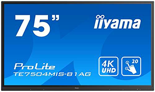 iiyama TE7504MIS-B1AG Pantalla de señalización Pantalla Plana para señalización Digital 190,5 cm (75&quot;) IPS 4K Ultra HD Negro Pantalla táctil Procesador Incorporado Android