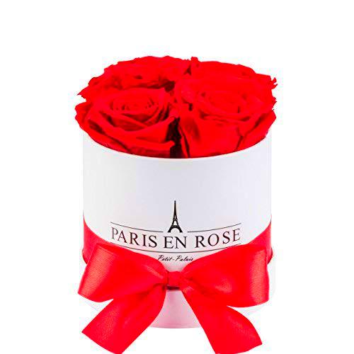 Paris en Rose, Caja de Rosas Petit-Palais - Caja de Flores Blancas con 4 Rosas Infinity