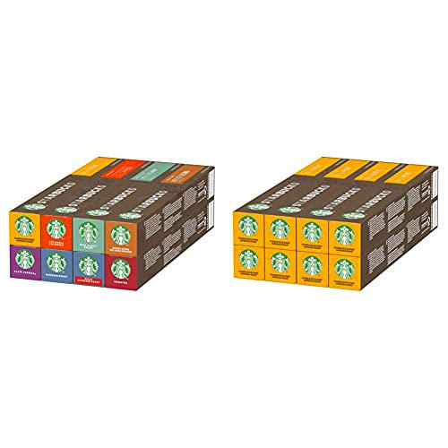 STARBUCKS Variety Pack de Nespresso Cápsulas de Café 8 x Tubo de 10 Unidades + Blonde Espresso Roast de Nespresso Cápsulas de Café de Tostado Suave 8 x Tubo de 10 Unidades